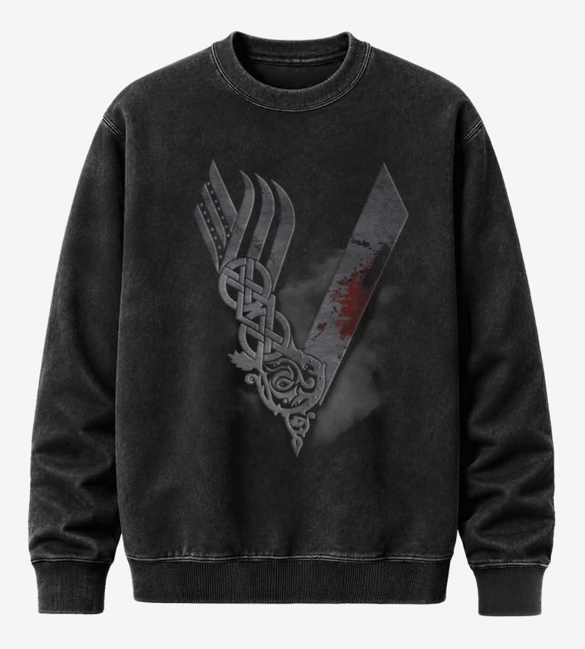 Poleron Polo Acid Wash Negro de Vikings