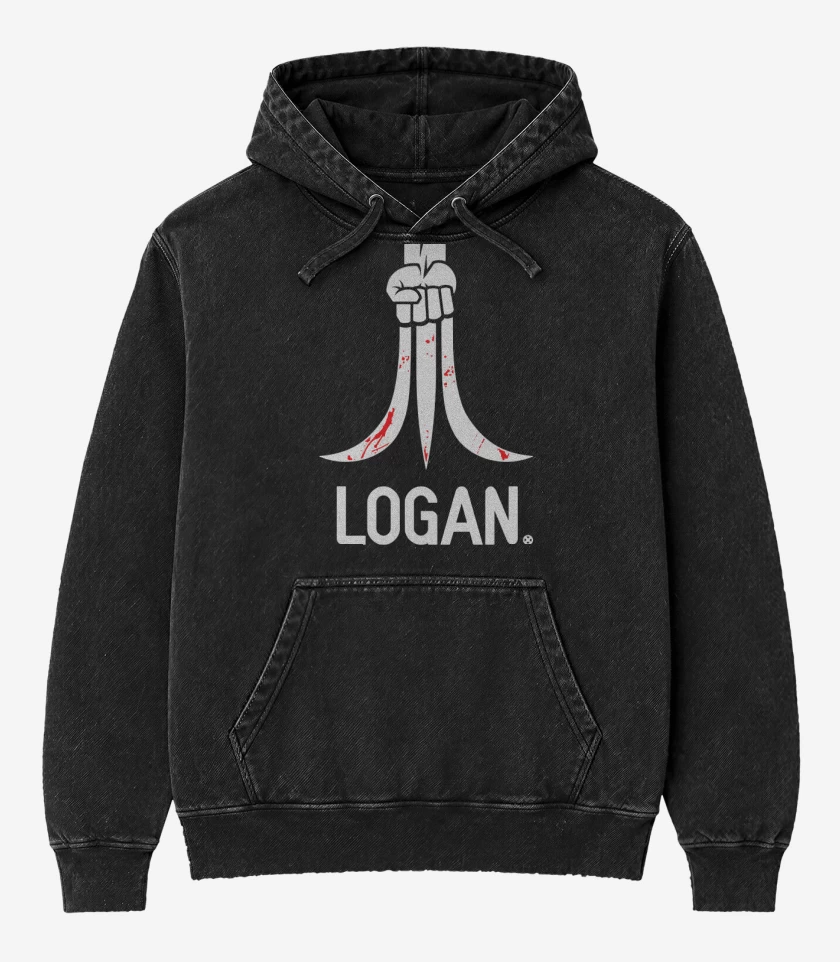 Poleron Canguro Acid Wash Negro de Logan