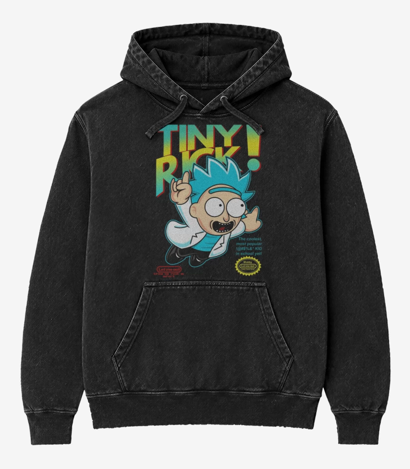 Poleron Canguro Acid Wash Negro de Tiny rick