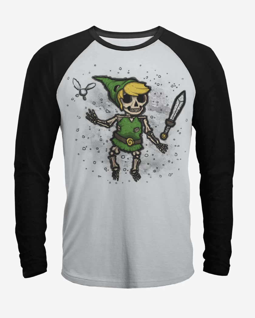 Polera Raglan Blanco / Negro de Link skull