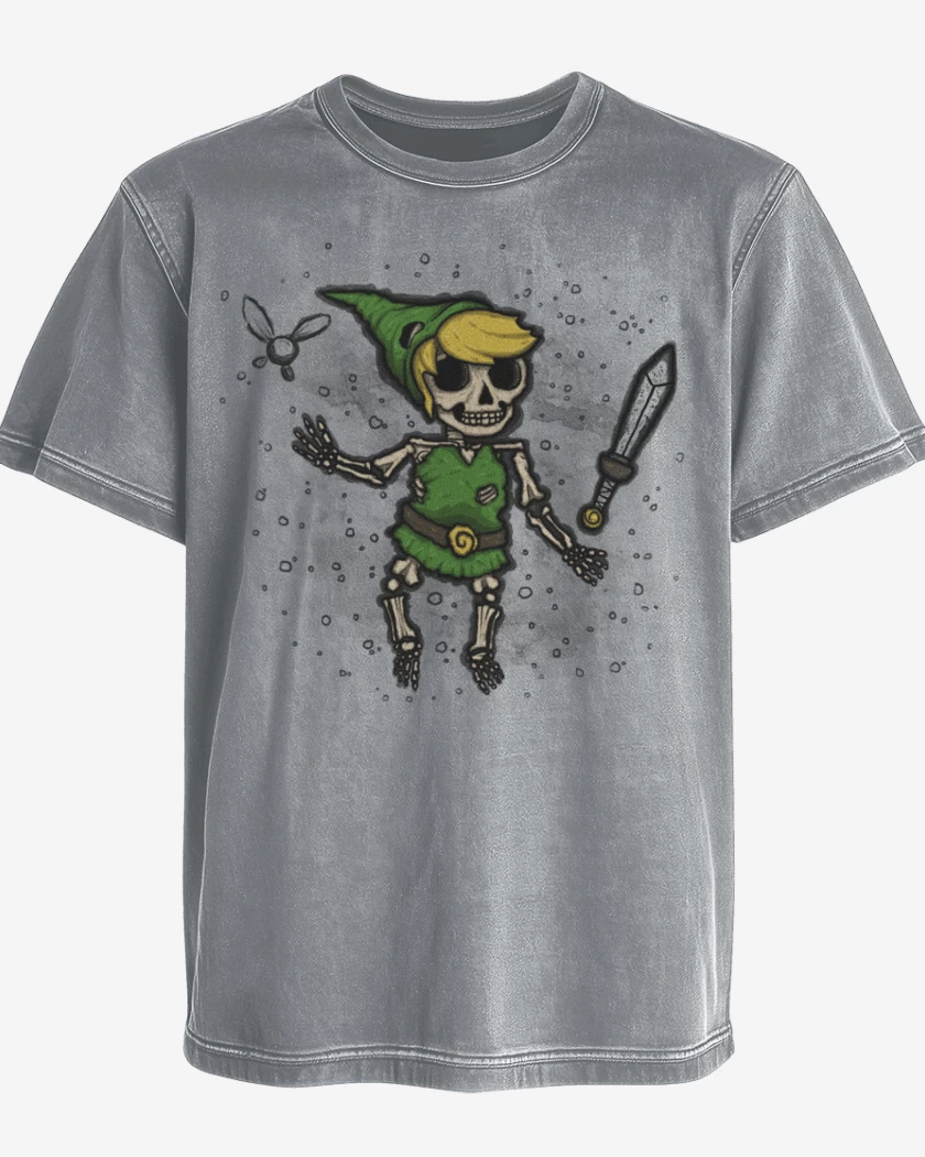 Polera desgastada Gris Melange de Link skull