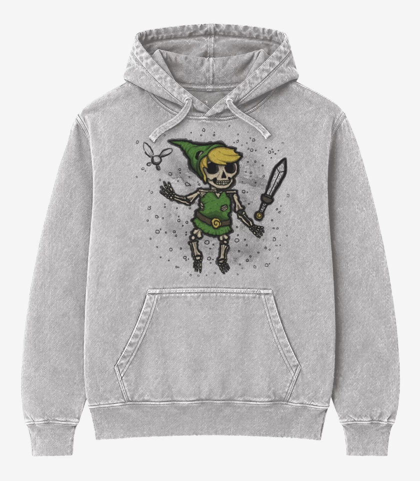 Poleron Canguro Acid Wash Gris Melange de Link skull