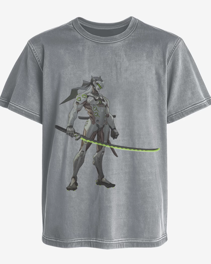 Polera desgastada Gris Melange de Gengi full color