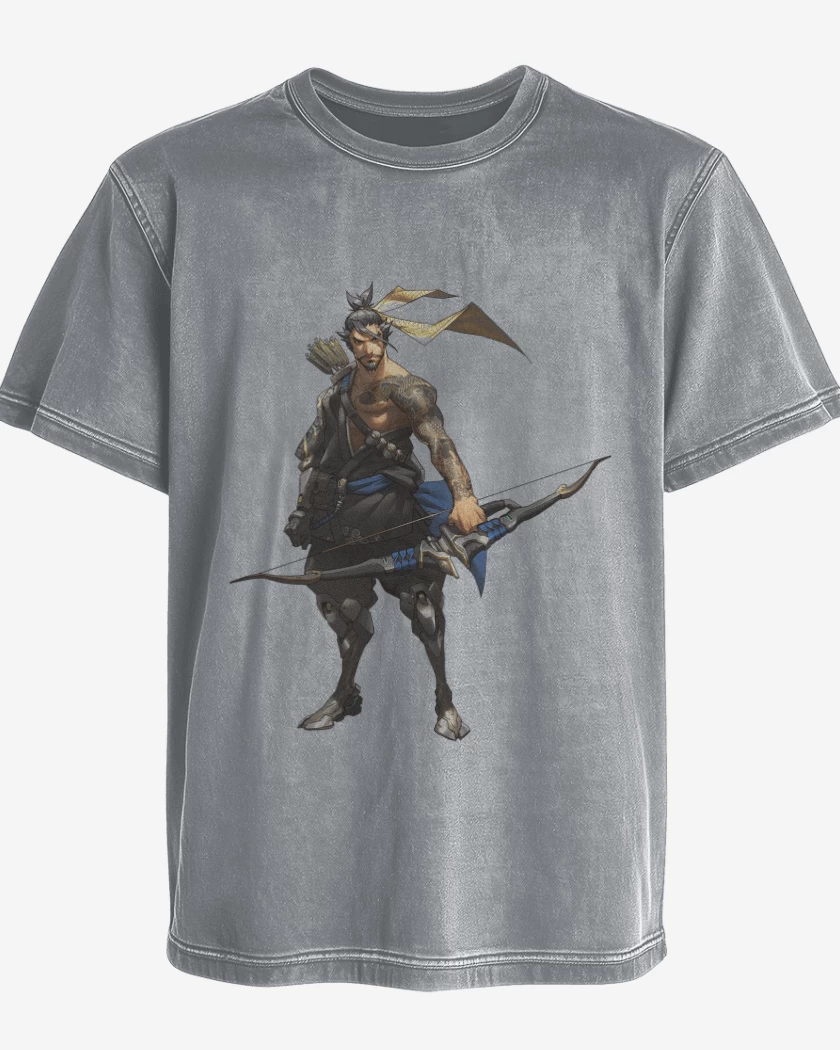 Polera desgastada Gris Melange de Hanzo full color