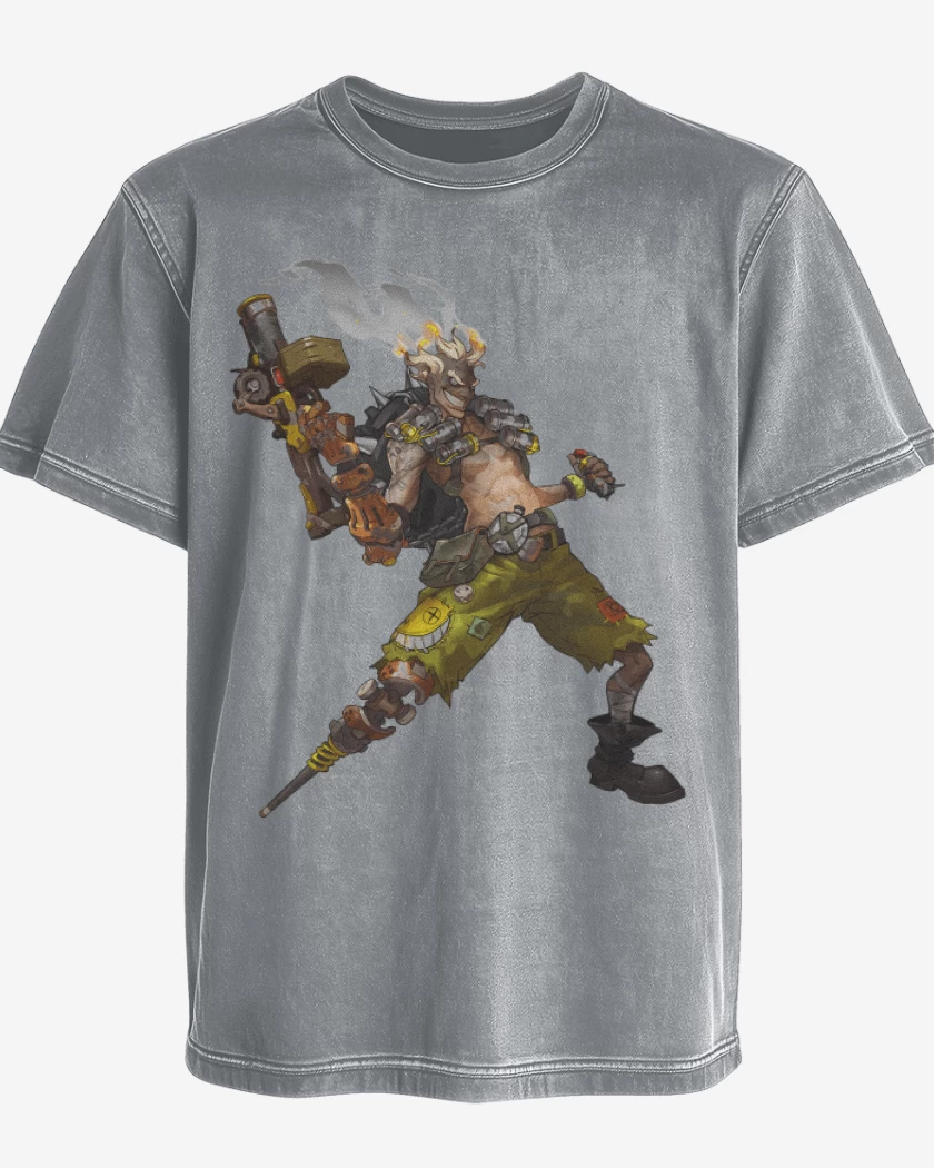 Polera desgastada Gris Melange de Junkrat full color