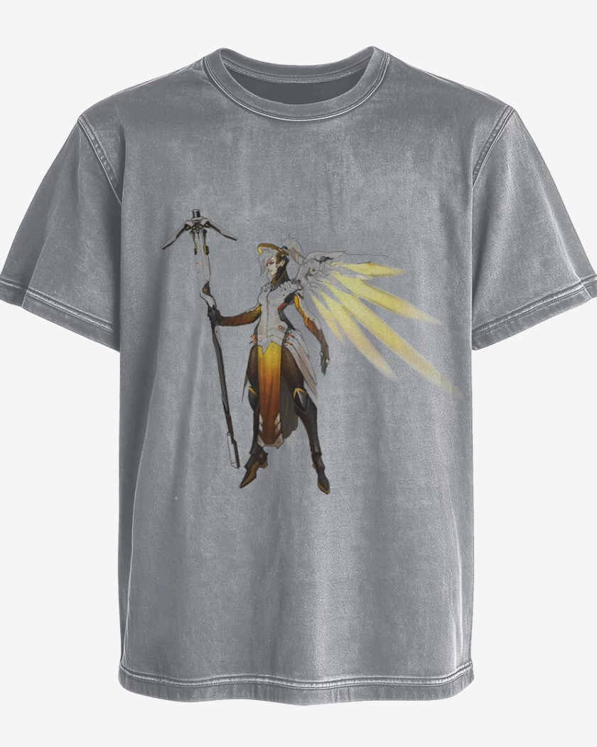 Polera desgastada Gris Melange de Mercy Full color