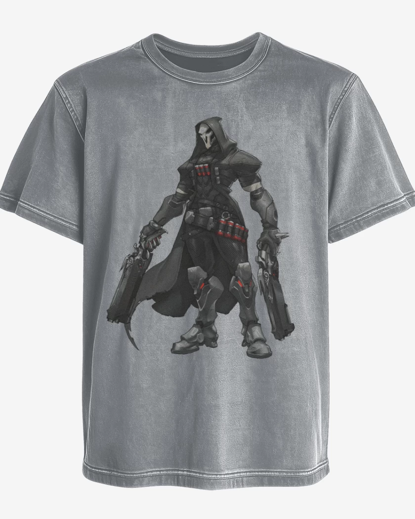 Polera desgastada Gris Melange de Reaper full color