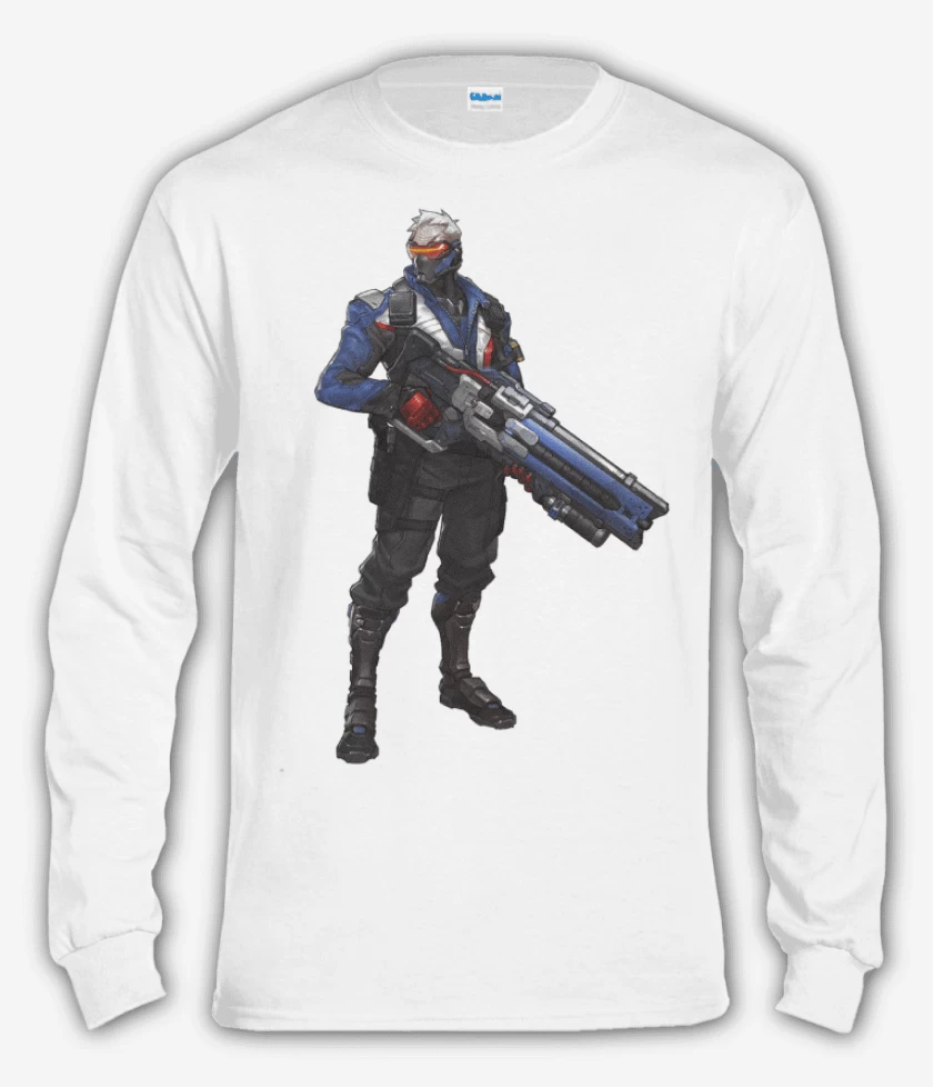 Polera manga larga Blanco de Soldier 76 full color