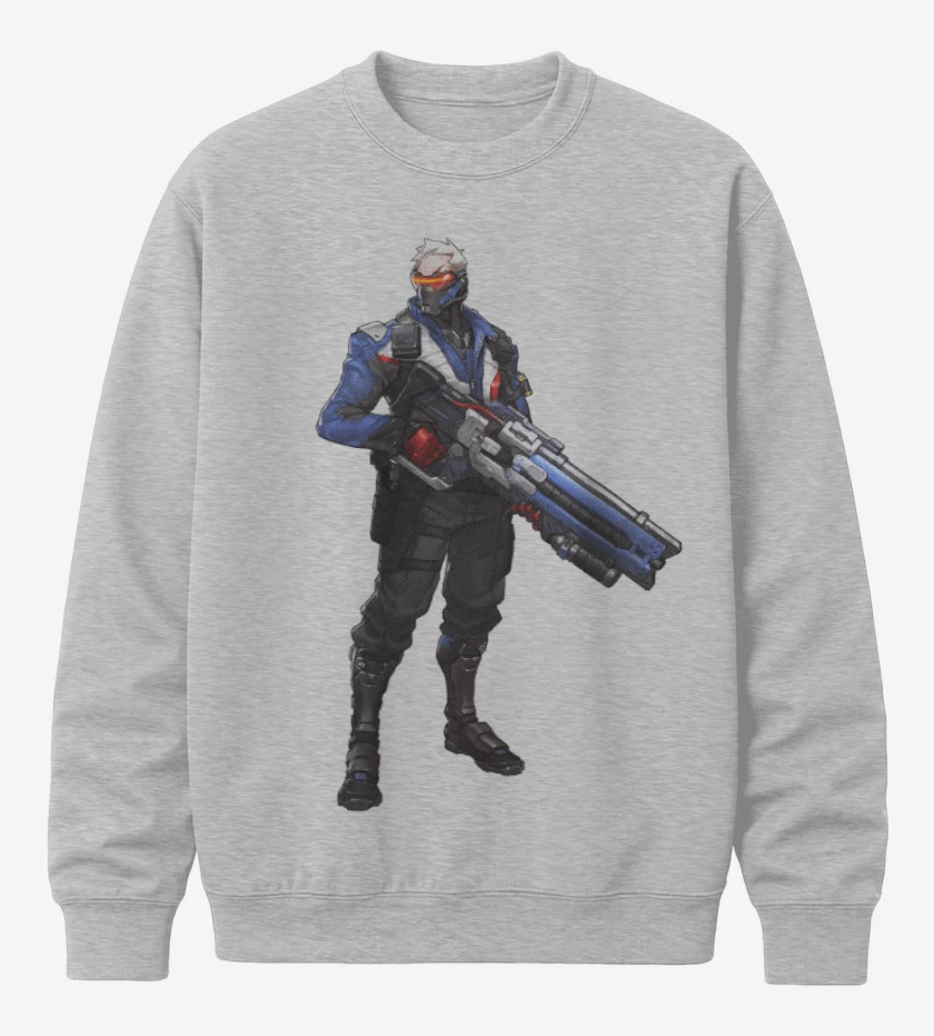 Poleron polo Gris Melange de Soldier 76 full color