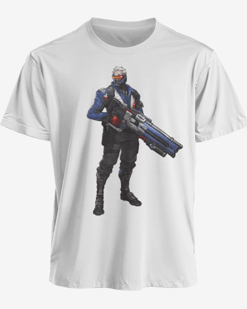 Polera premium Blanco de Soldier 76 full color
