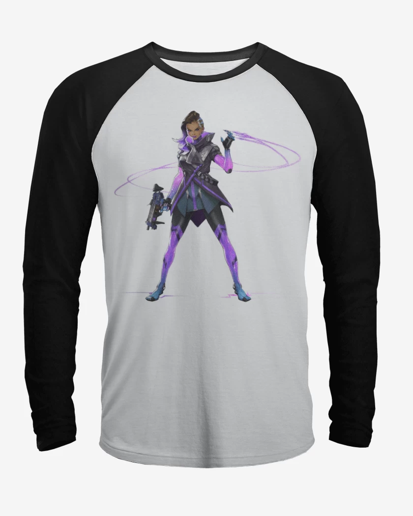 Polera Raglan Blanco / Negro de Sombra full color