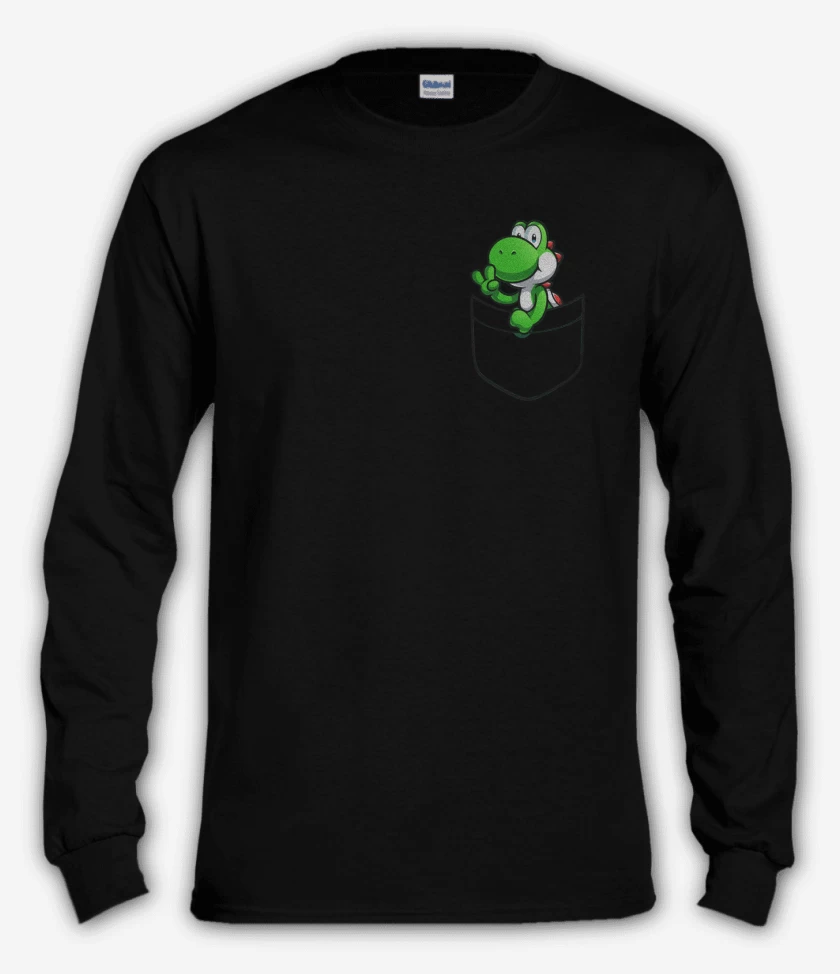 Polera manga larga Negro de Yoshi de bolsillo