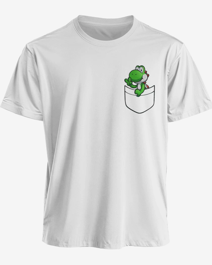 Polera premium Blanco de Yoshi de bolsillo