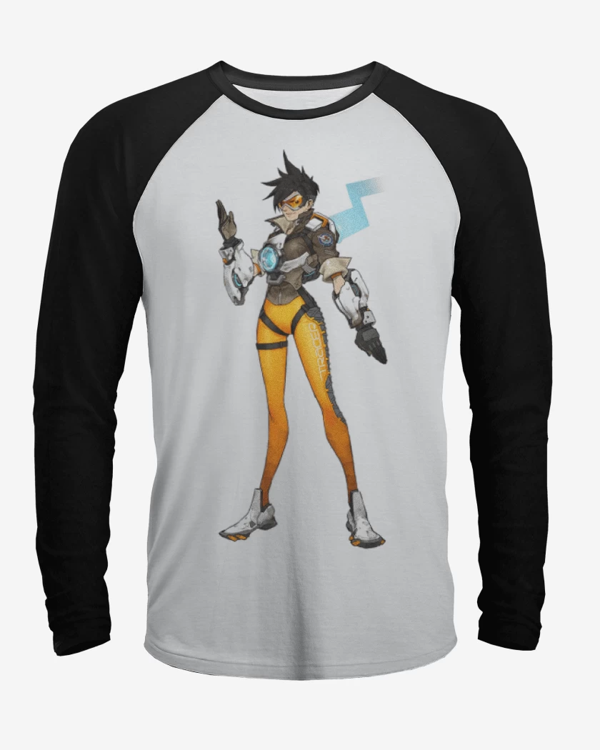 Polera Raglan Blanco / Negro de Tracer full color