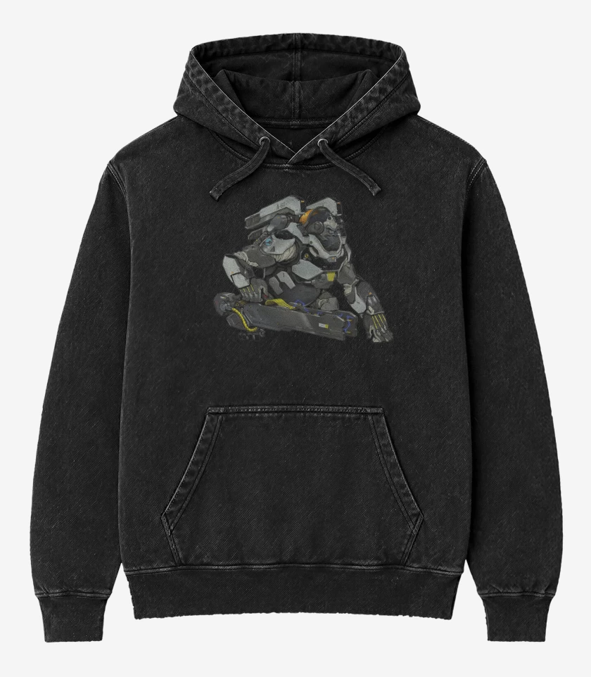 Poleron Canguro Acid Wash Negro de Winston full color