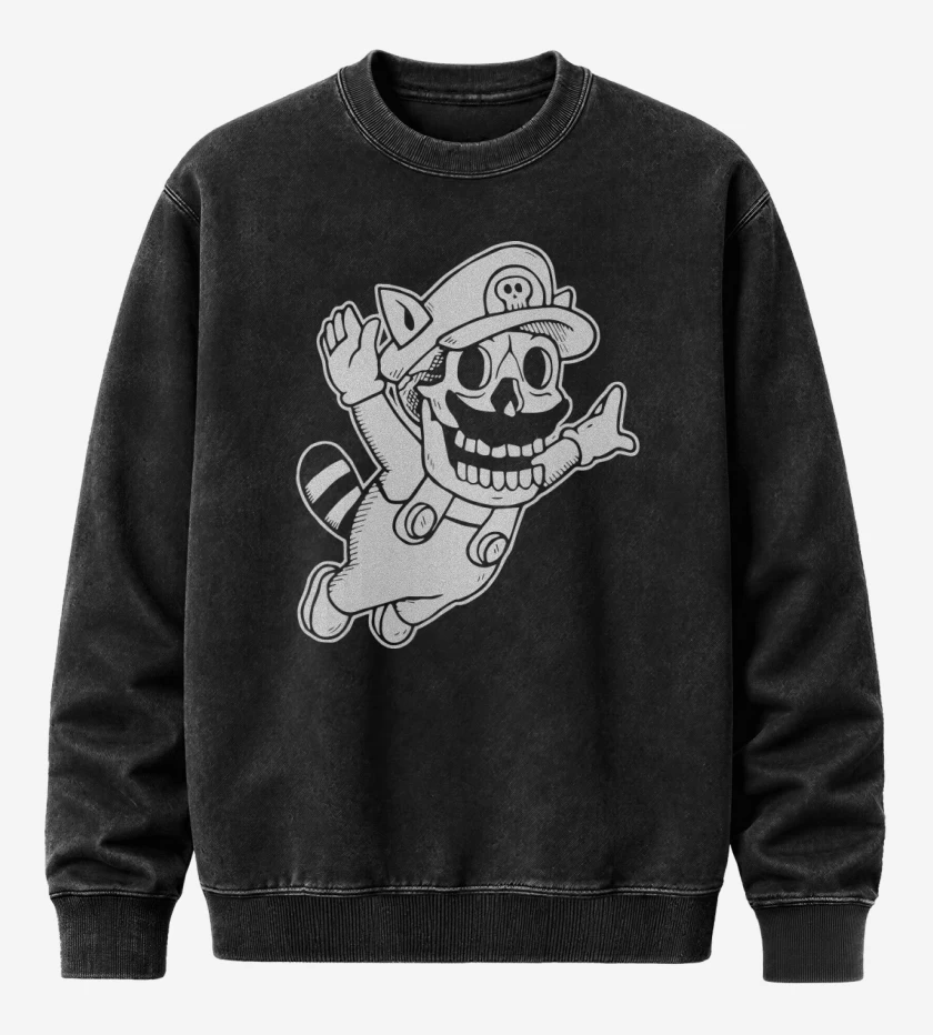 Poleron Polo Acid Wash Negro de Skull Bros
