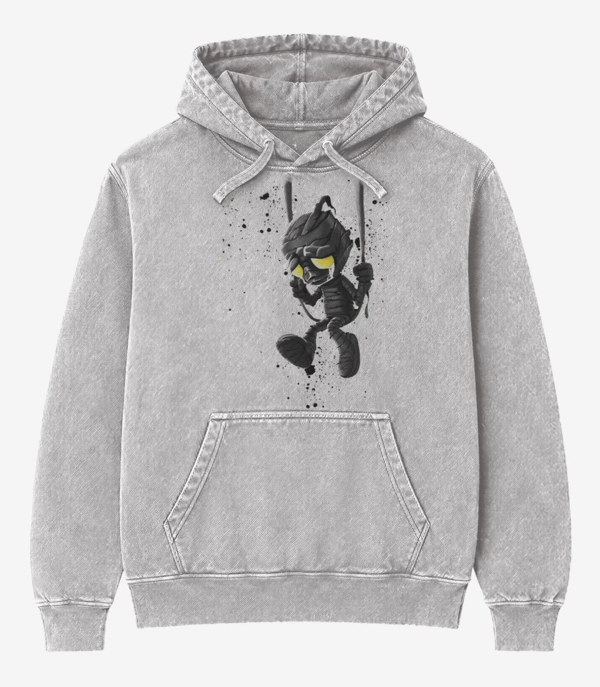Poleron Canguro Acid Wash Gris Melange de Amumu