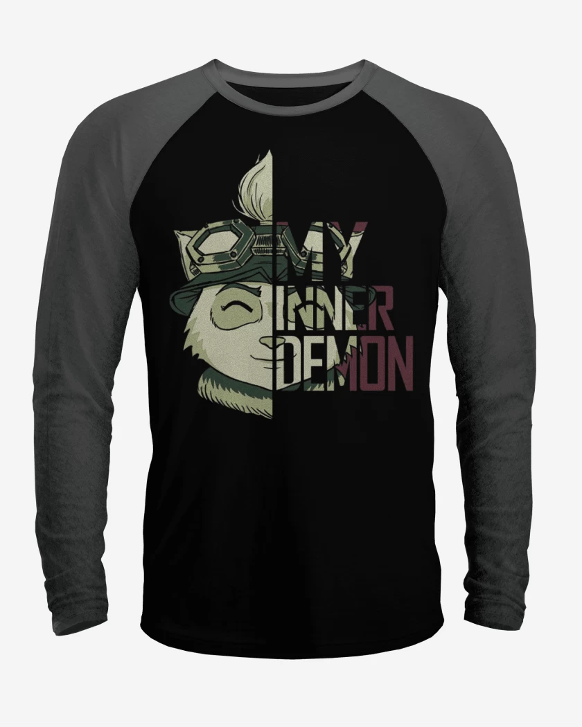 Polera Raglan Negro / Negro Heather de Teemo