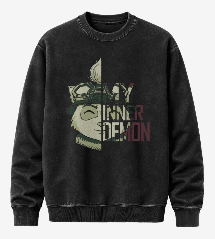Poleron Polo Acid Wash Negro de Teemo