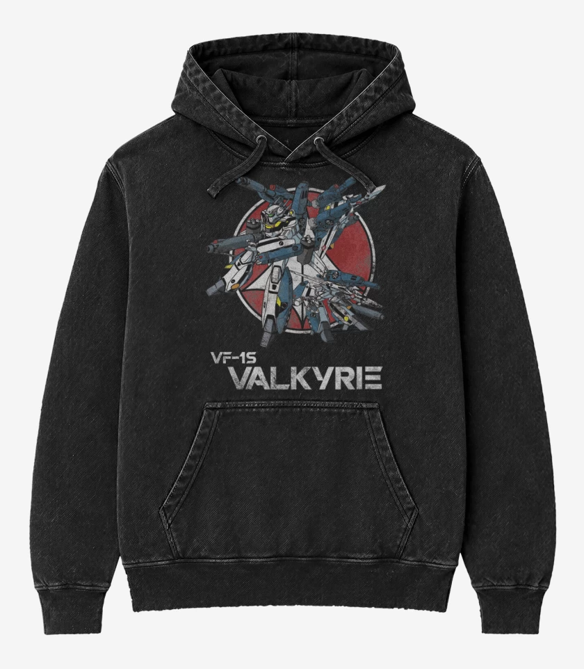Poleron Canguro Acid Wash Negro de Valkyrie