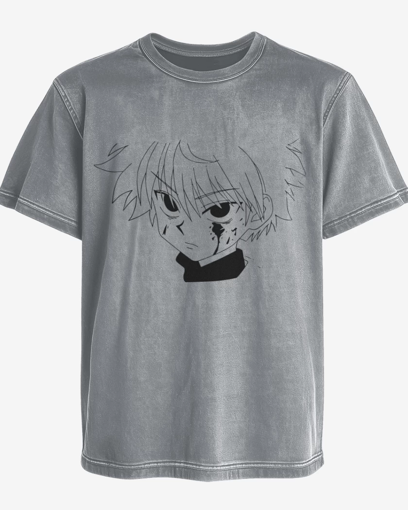 Polera desgastada Gris Melange de Killua