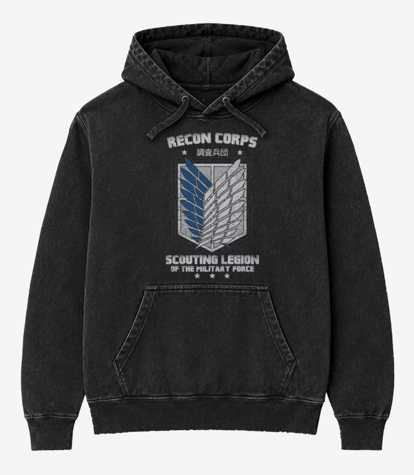 Poleron Canguro Acid Wash Negro de Scouting Legion