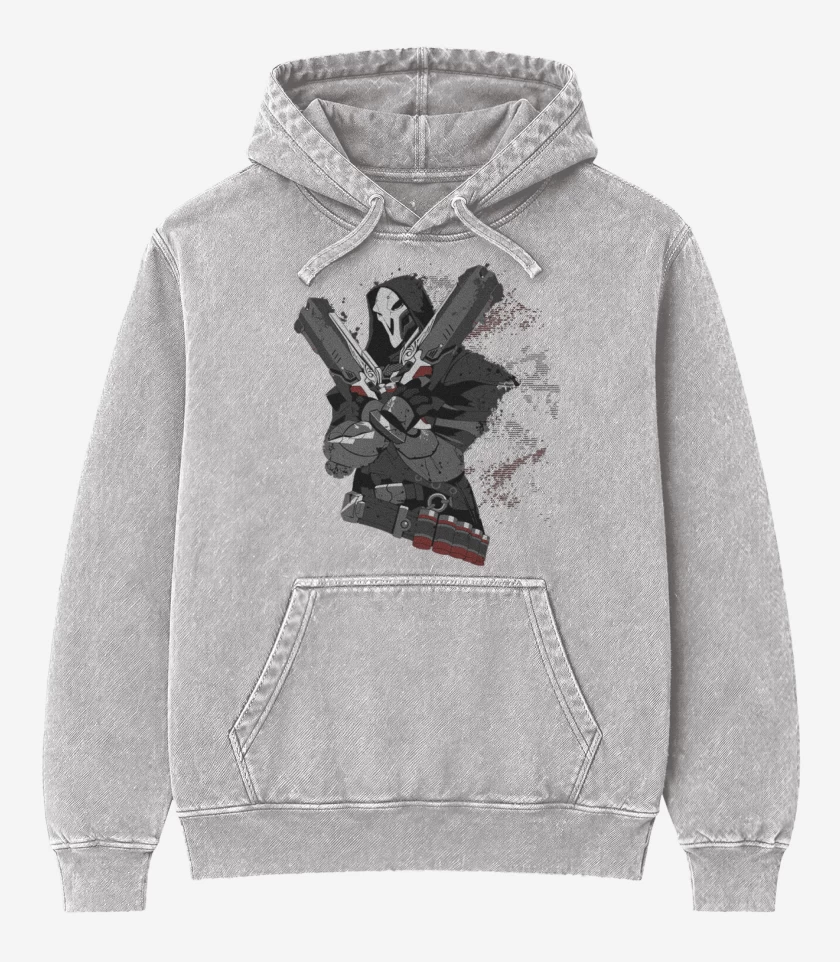 Poleron Canguro Acid Wash Gris Melange de Reap