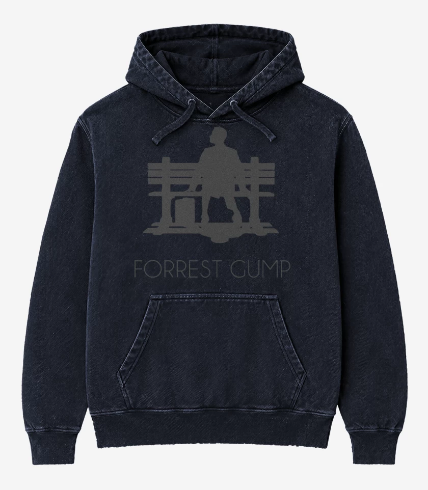 Poleron Canguro Acid Wash Azul Marino de Forrest Gump - Banca 