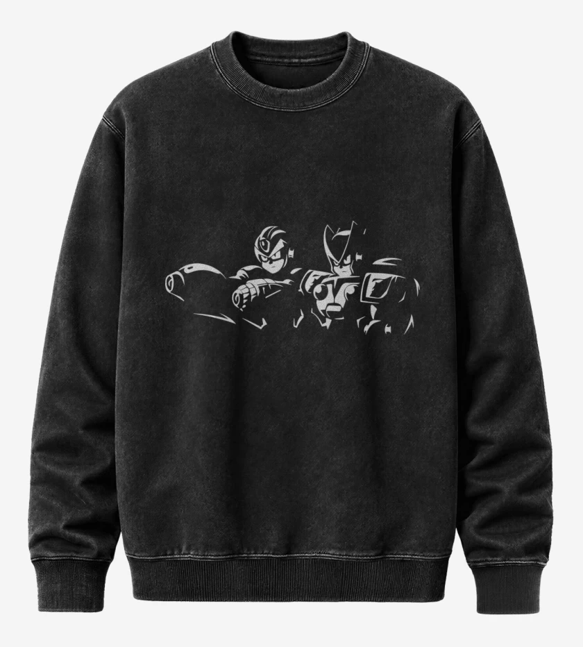 Poleron Polo Acid Wash Negro de Megaman - Pulp Fiction