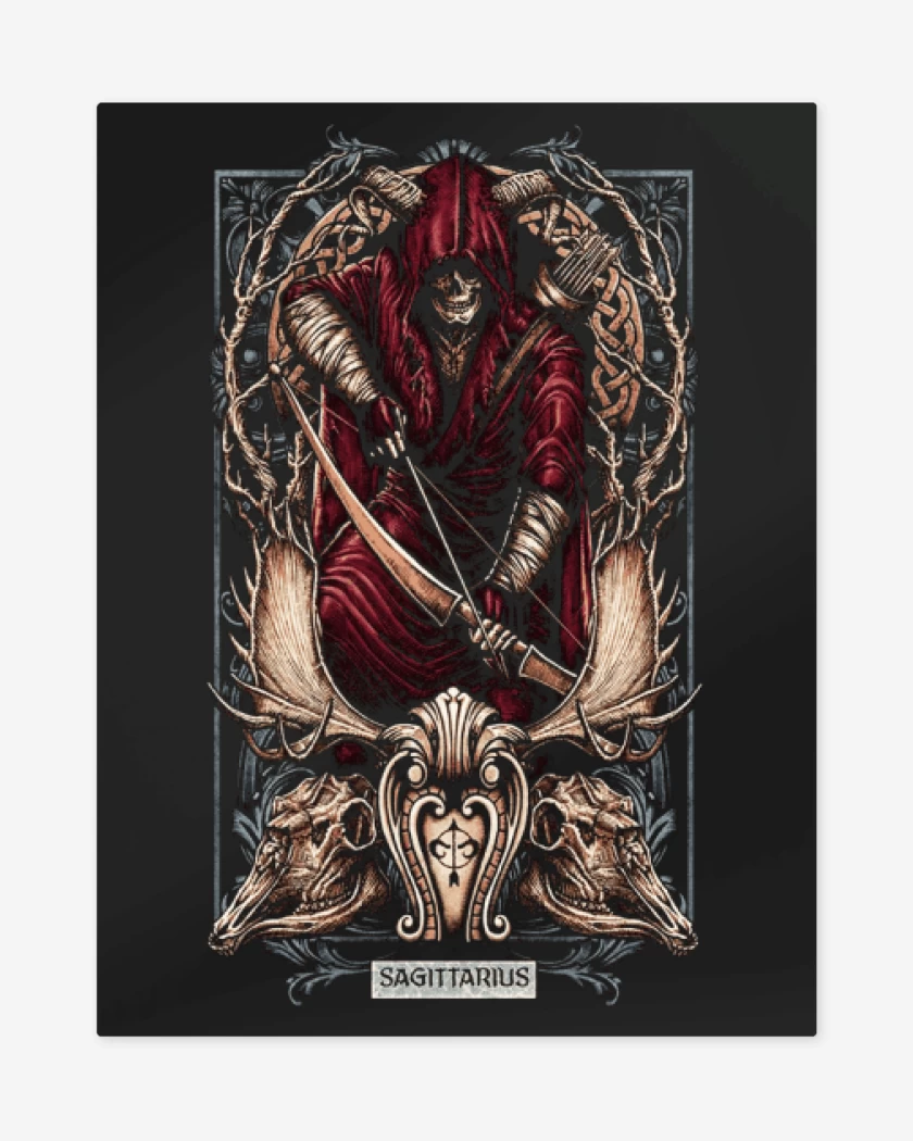 Print metalico Negro de Sagitario Signos