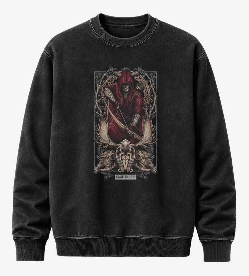 Poleron Polo Acid Wash Negro de Sagitario Signos