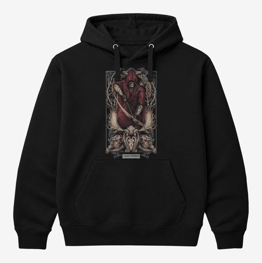 Polerón Canguro Negro de Sagitario Signos