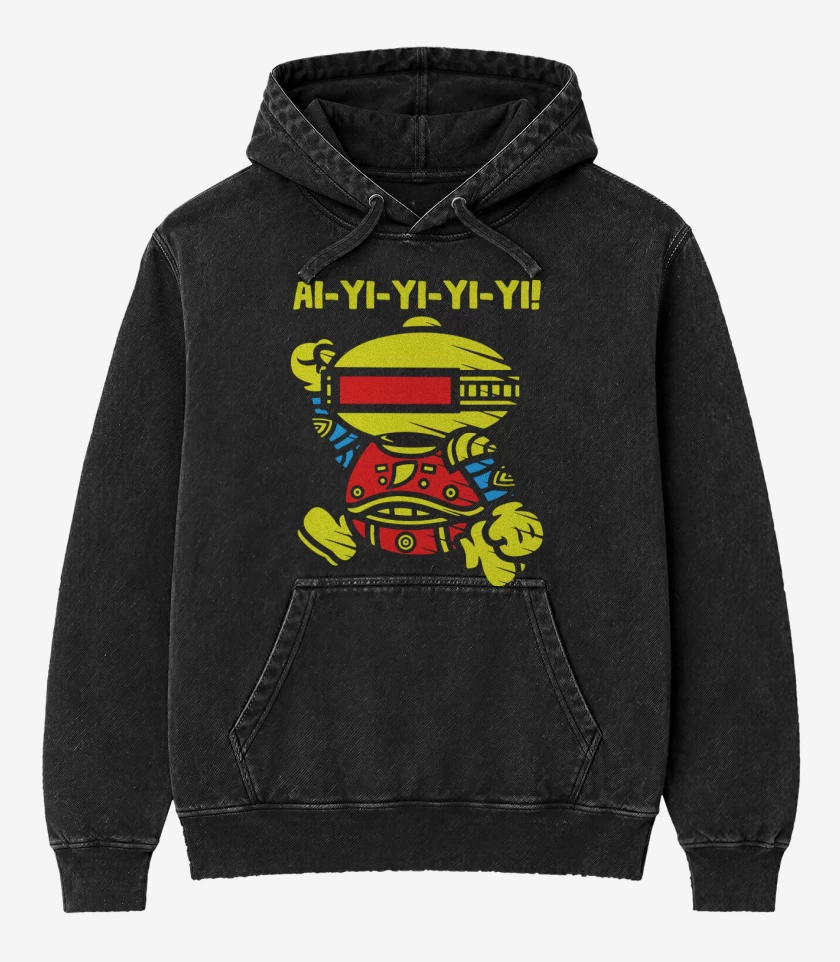 Poleron Canguro Acid Wash Negro de Ai yi yi yi yi!