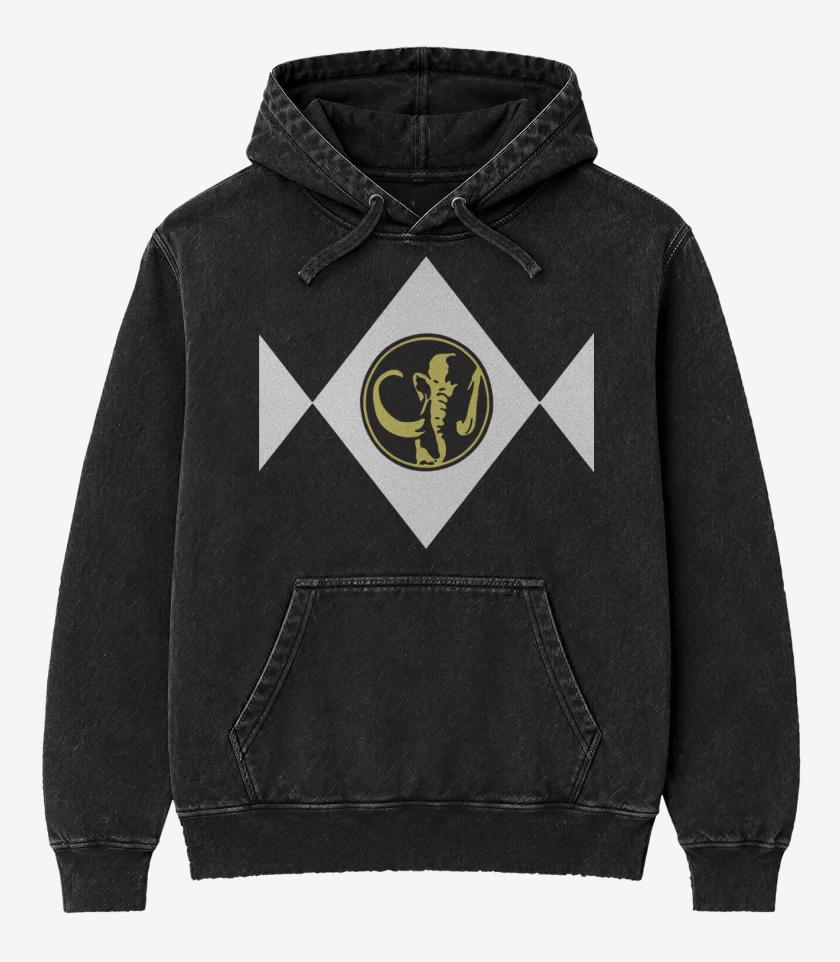 Poleron Canguro Acid Wash Negro de Black Ranger pecho
