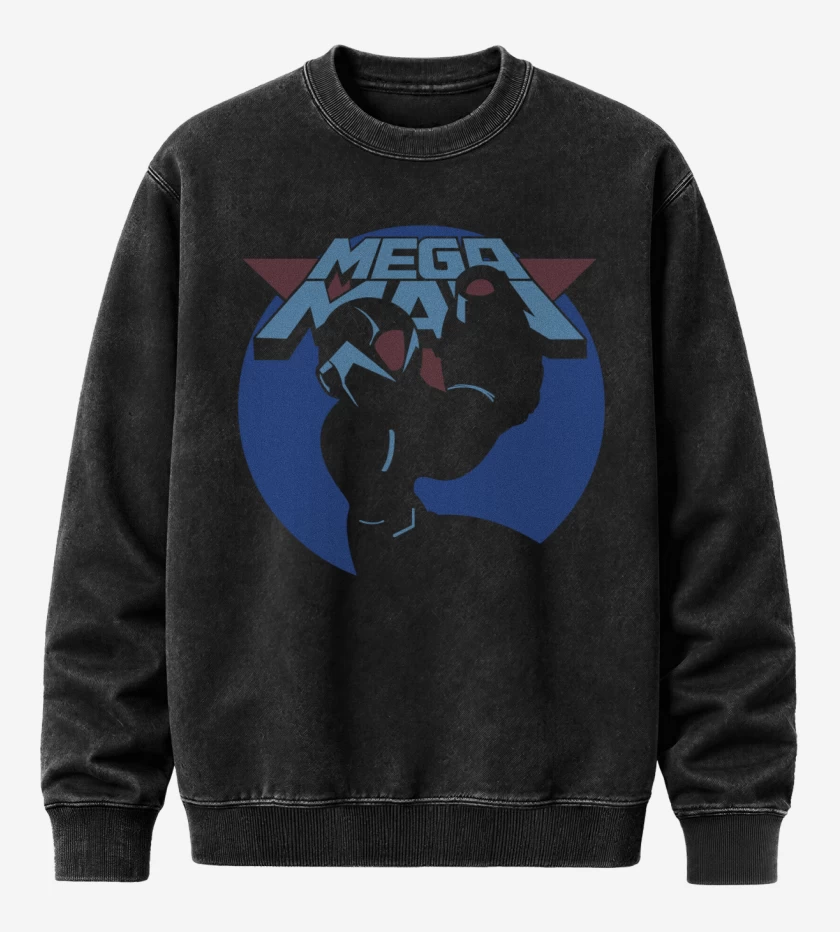 Poleron Polo Acid Wash Negro de Megaman - X