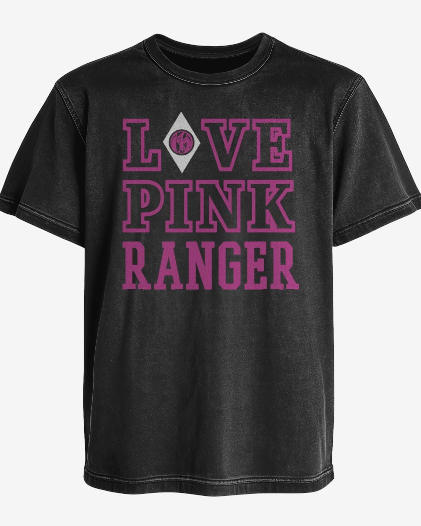 Polera desgastada Negro de Pink Ranger
