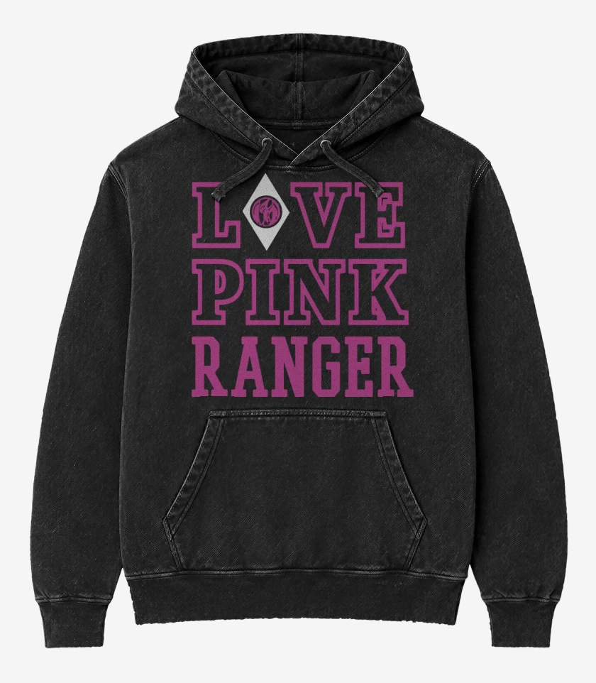 Poleron Canguro Acid Wash Negro de Pink Ranger