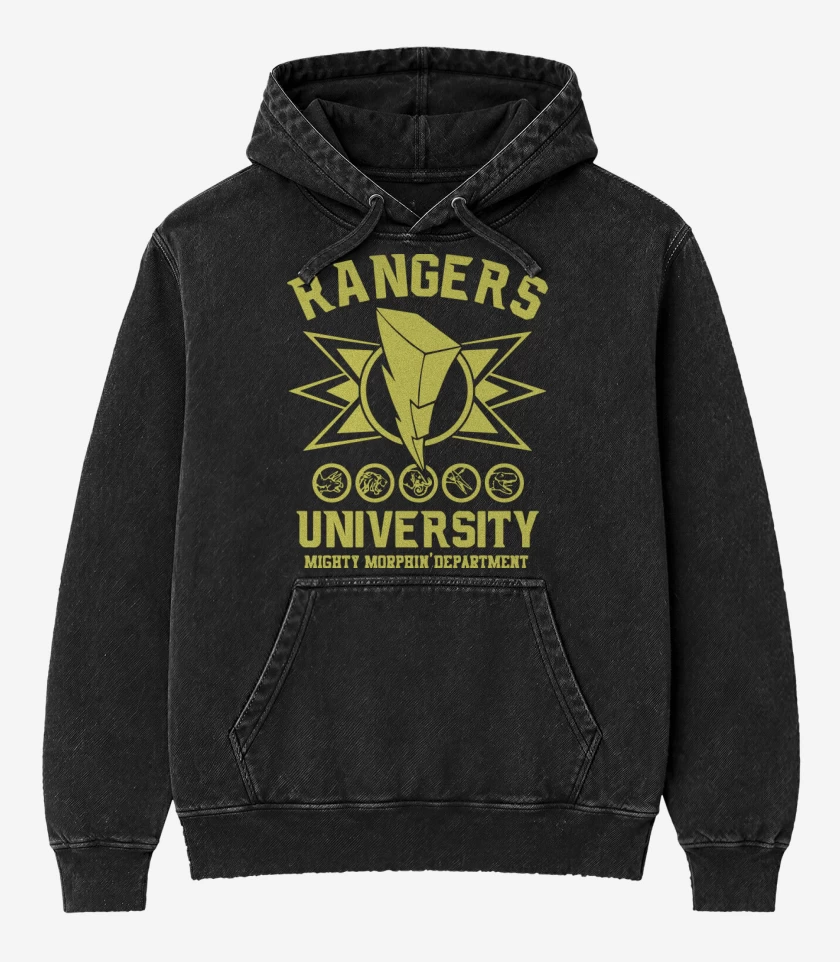 Poleron Canguro Acid Wash Negro de Rangers University