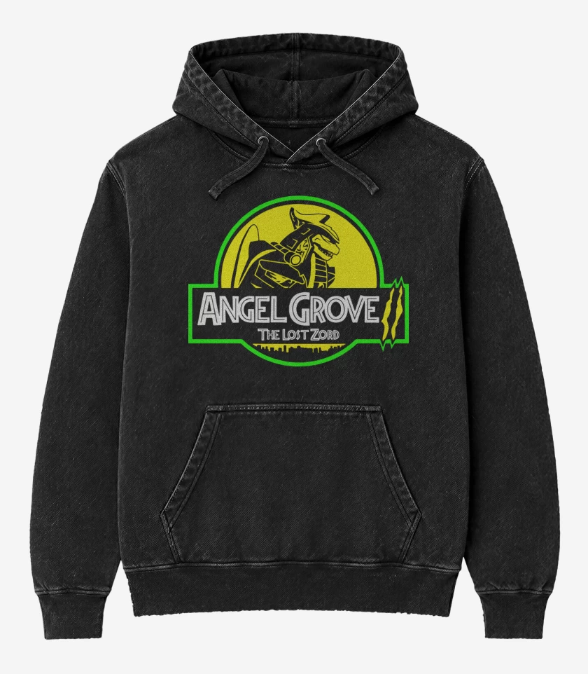Poleron Canguro Acid Wash Negro de The Lost Zord
