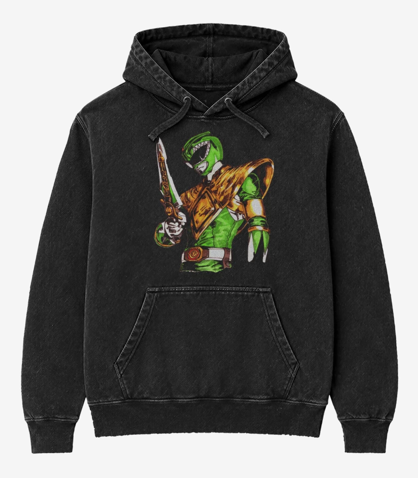 Poleron Canguro Acid Wash Negro de Green Ranger 2