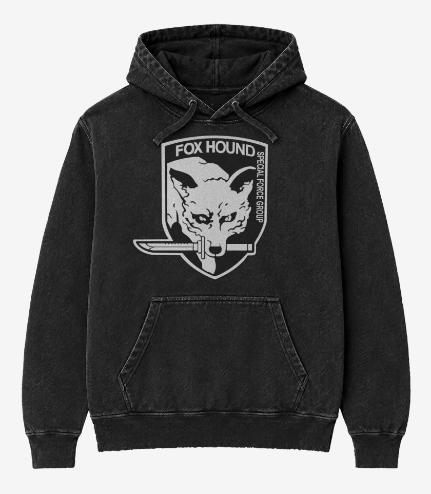 Poleron Canguro Acid Wash Negro de Fox Hound
