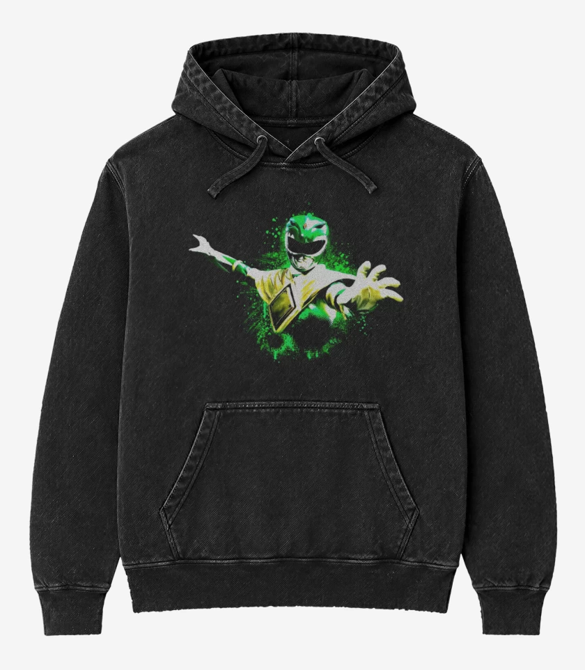 Poleron Canguro Acid Wash Negro de Green Ranger 3