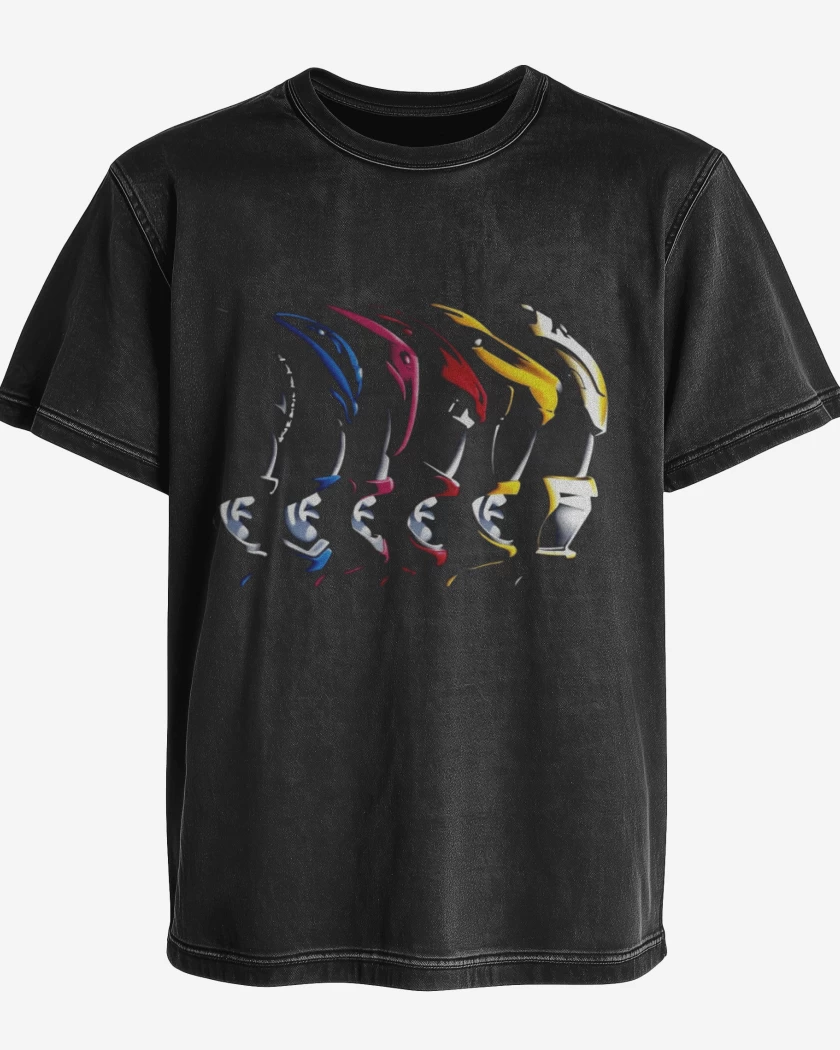 Polera desgastada Negro de Rangers Face