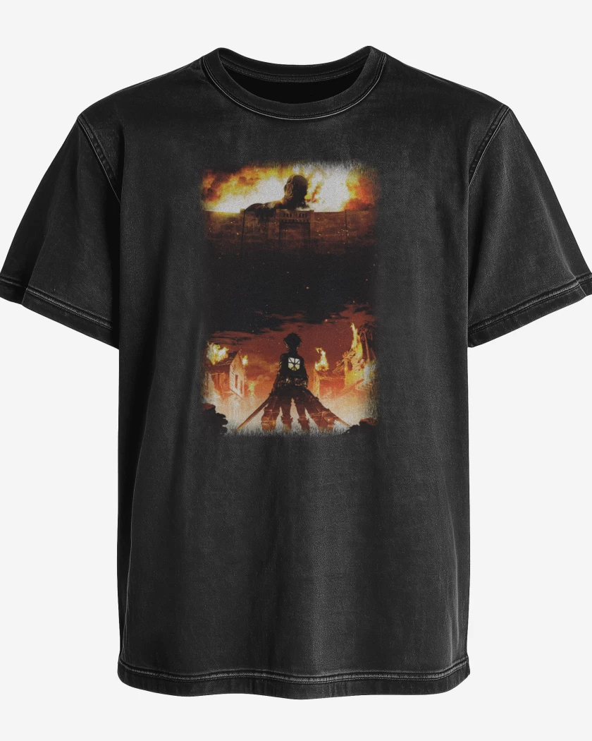 Polera desgastada Negro de Shingeki