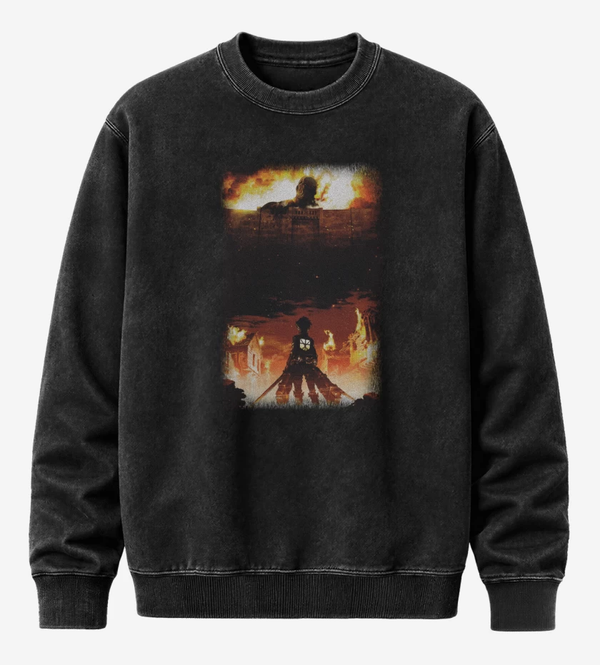 Poleron Polo Acid Wash Negro de Shingeki