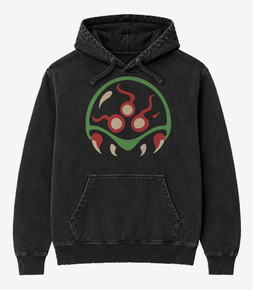 Poleron Canguro Acid Wash Negro de Metroid - 1