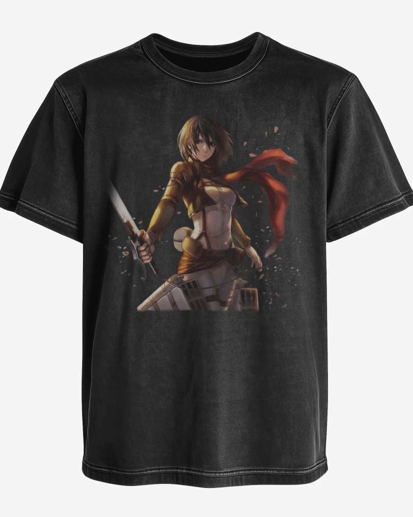 Polera desgastada Negro de Mikasa 2