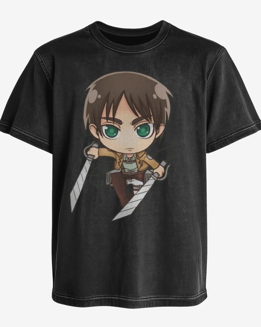 Polera desgastada Negro de Eren