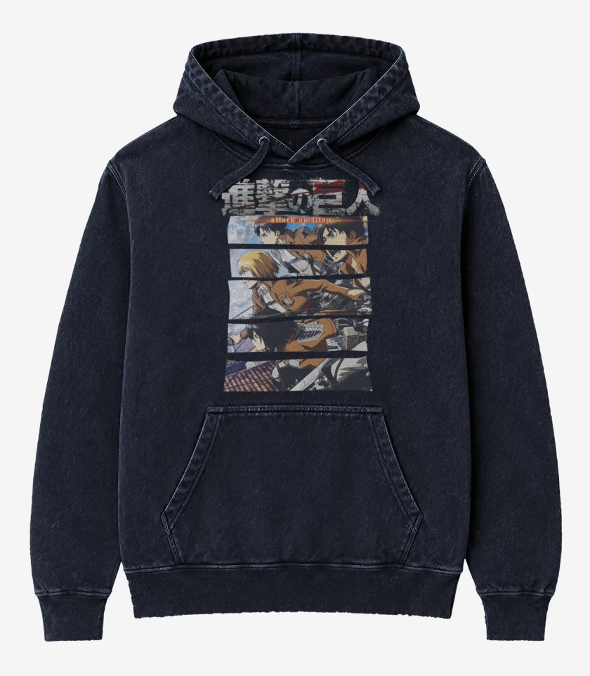 Poleron Canguro Acid Wash Azul Marino de Shingeki 2