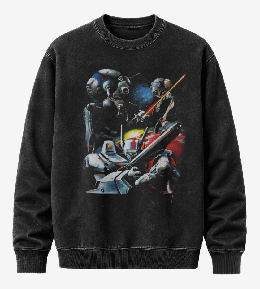 Poleron Polo Acid Wash Negro de Robotech boni